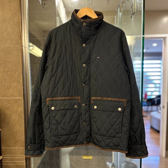 Tommy Hilfiger Vintage Diamond Quilted Barn Chore Jacket (Navy Blue/Brown) - Picture 3 of 16